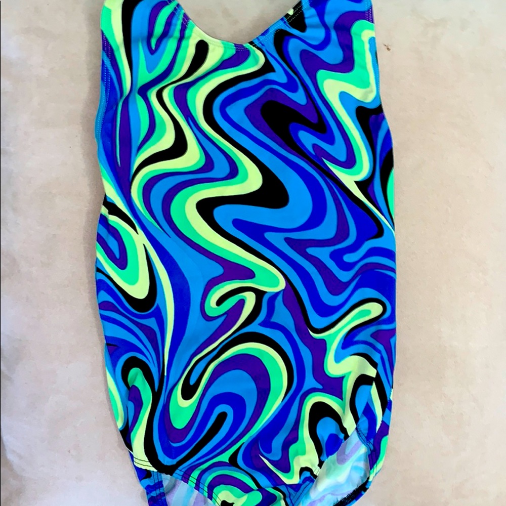 Swirly bright colored leotard